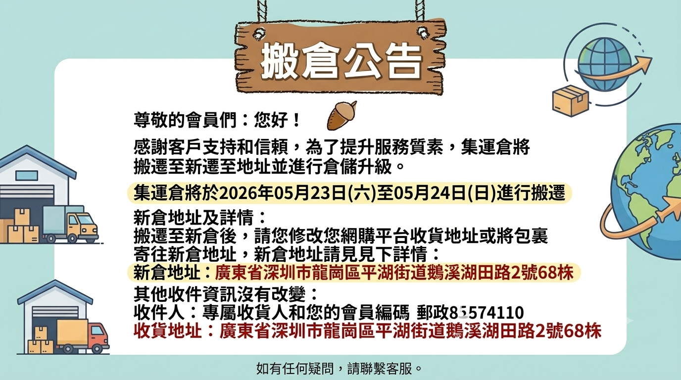 搬倉公告